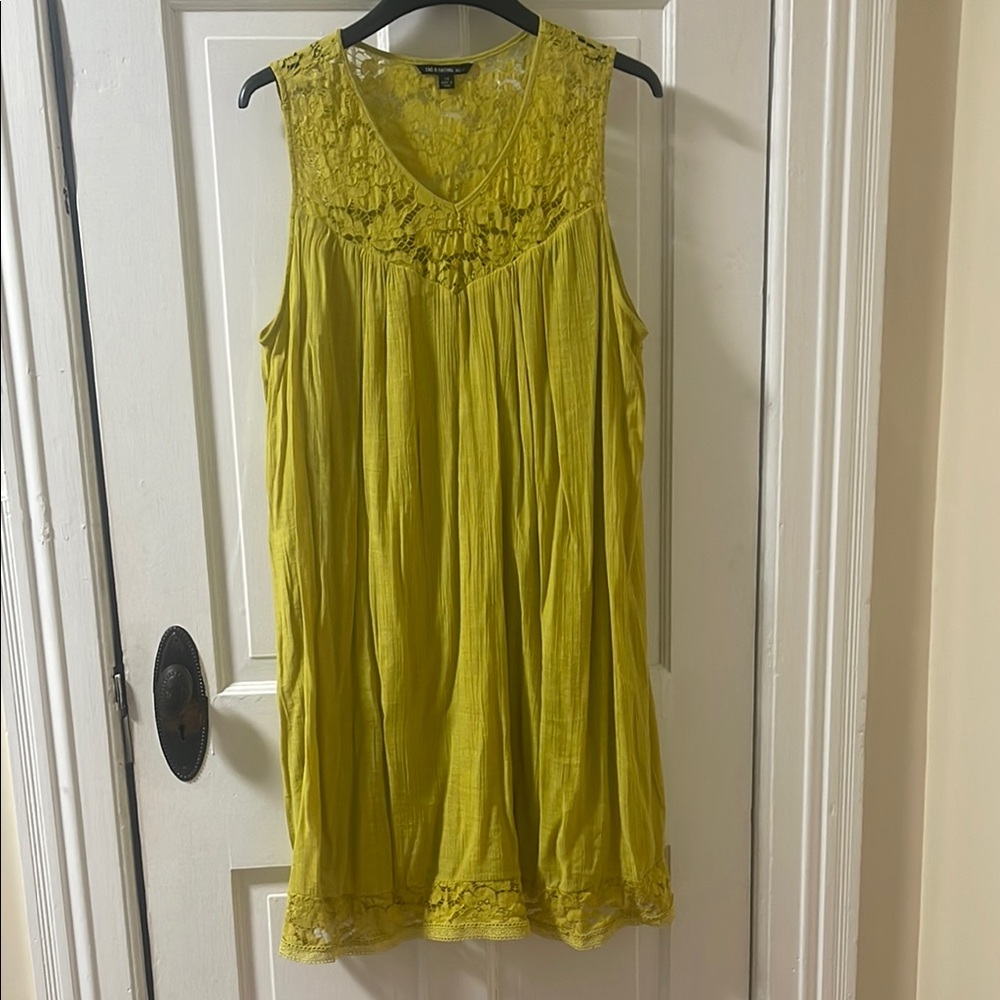 Yellow Sleeveless Lace Dress